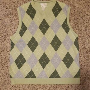 Banana Republic Green Argyle Sweater Vest Size Large